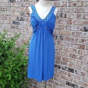 NWT Style & Co Studded V-Neck Dress Blue S